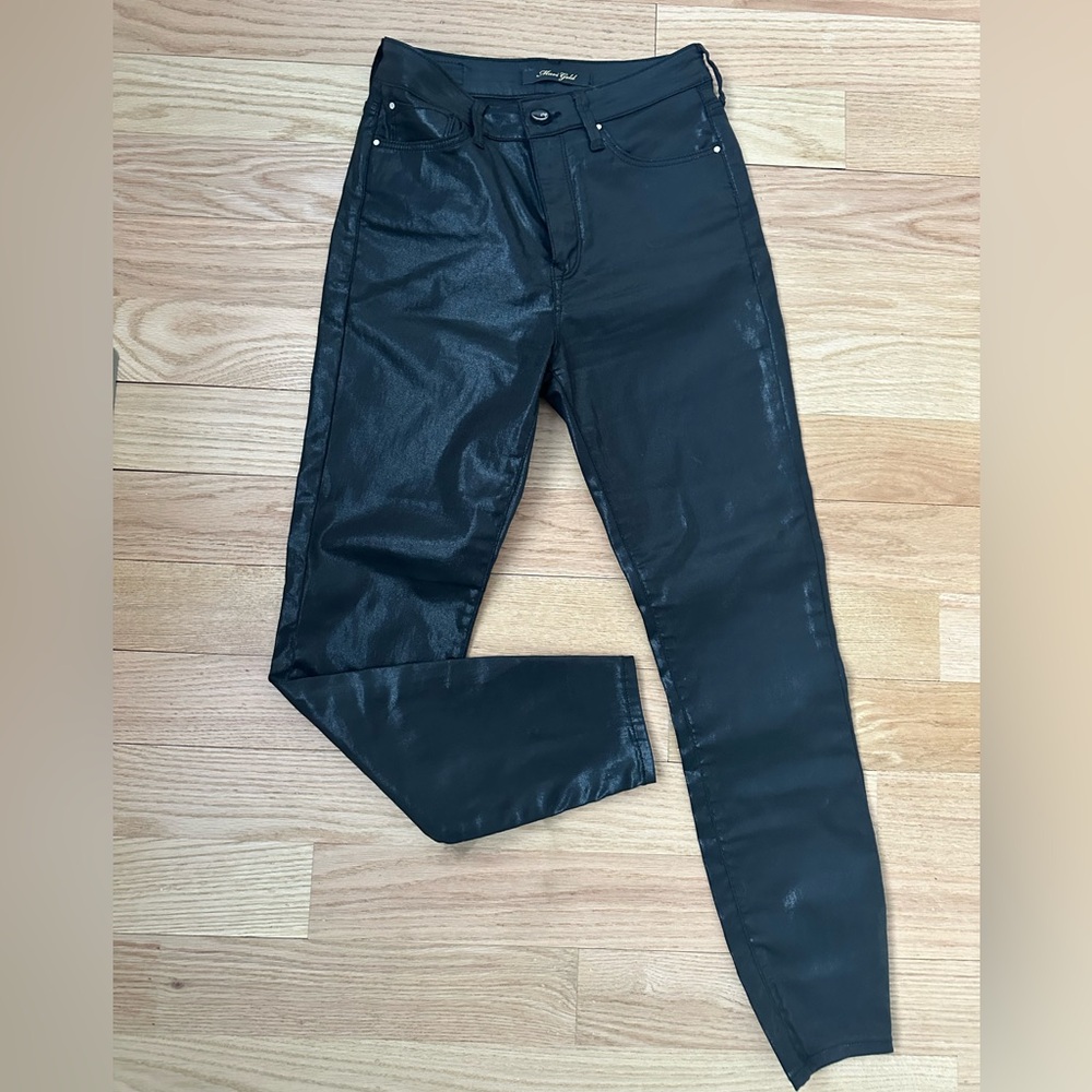 High-waisted shine rockstar skinny jeans - metallic shimmer